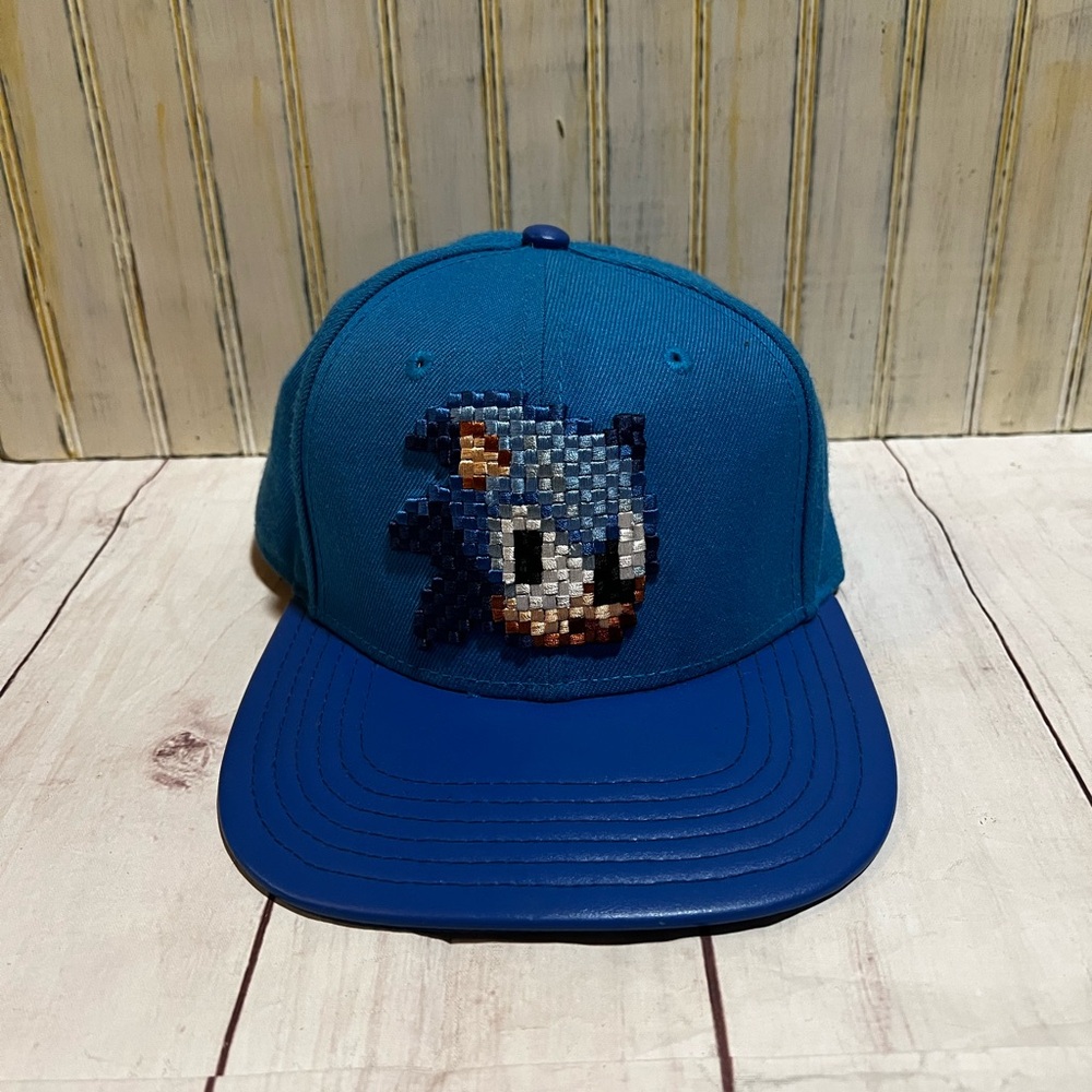 Blue sonic Cap with Pixel Art Design